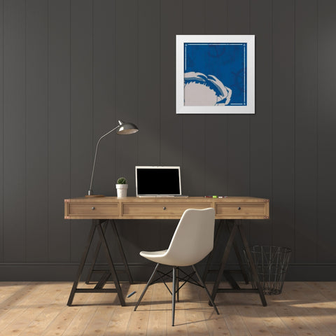 Blue  Sea Crab White Modern Wood Framed Art Print by Gibbons, Lauren