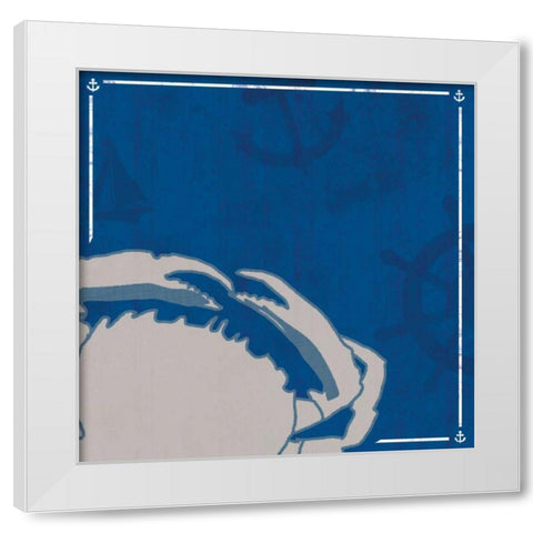 Blue  Sea Crab White Modern Wood Framed Art Print by Gibbons, Lauren