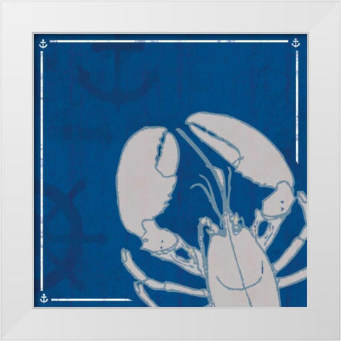 Blue Sea Lobster White Modern Wood Framed Art Print by Gibbons, Lauren