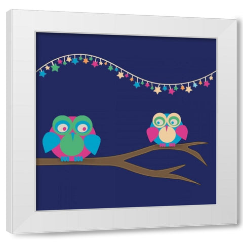 Owls of Color 2 White Modern Wood Framed Art Print by Gibbons, Lauren
