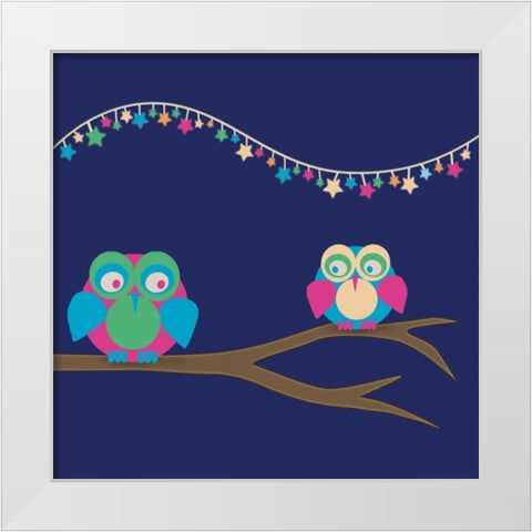 Owls of Color 2 White Modern Wood Framed Art Print by Gibbons, Lauren