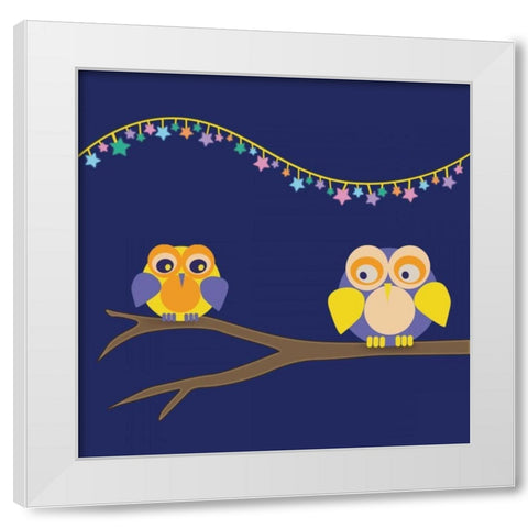 Owls of Color 1 White Modern Wood Framed Art Print by Gibbons, Lauren