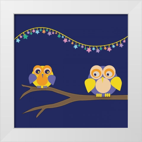 Owls of Color 1 White Modern Wood Framed Art Print by Gibbons, Lauren
