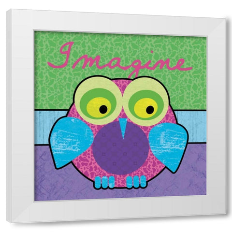 Highlighter Imagine Owl White Modern Wood Framed Art Print by Gibbons, Lauren