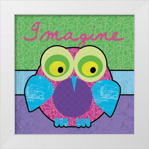 Highlighter Imagine Owl White Modern Wood Framed Art Print by Gibbons, Lauren