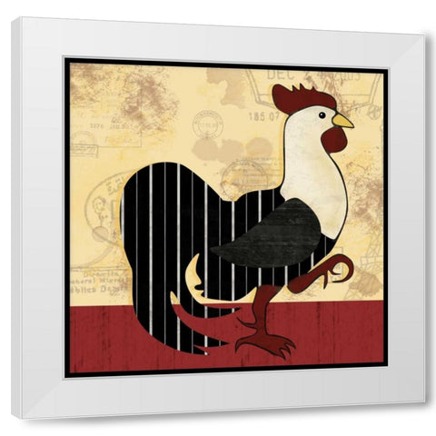 A Horizontal Rooster White Modern Wood Framed Art Print by Gibbons, Lauren