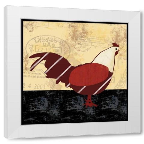 A Red Hen White Modern Wood Framed Art Print by Gibbons, Lauren
