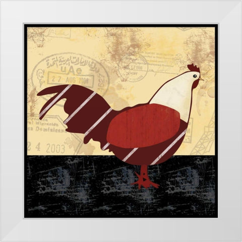 A Red Hen White Modern Wood Framed Art Print by Gibbons, Lauren