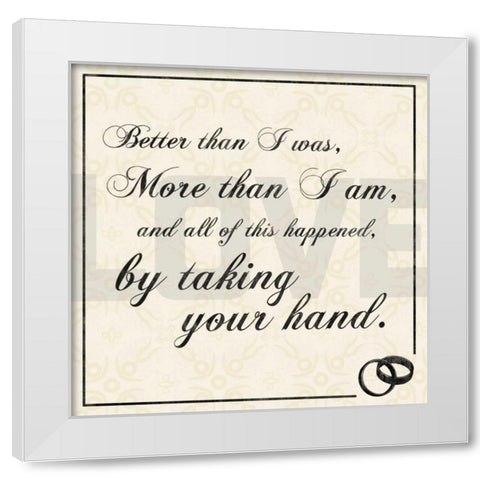 Wedding Hand White Modern Wood Framed Art Print by Gibbons, Lauren