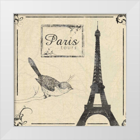 Paris b White Modern Wood Framed Art Print by Gibbons, Lauren