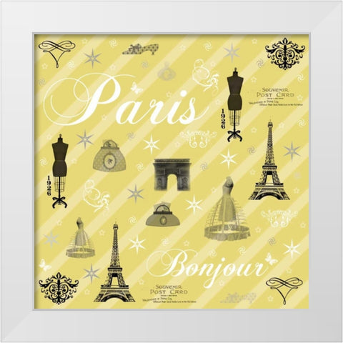 Paris 2b Yellow White Modern Wood Framed Art Print by Gibbons, Lauren