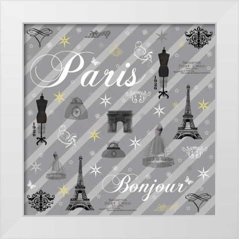 Paris Gray White Modern Wood Framed Art Print by Gibbons, Lauren