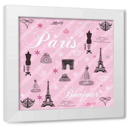 Paris Collage White Modern Wood Framed Art Print by Gibbons, Lauren
