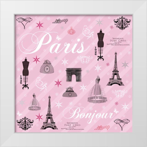 Paris Collage White Modern Wood Framed Art Print by Gibbons, Lauren