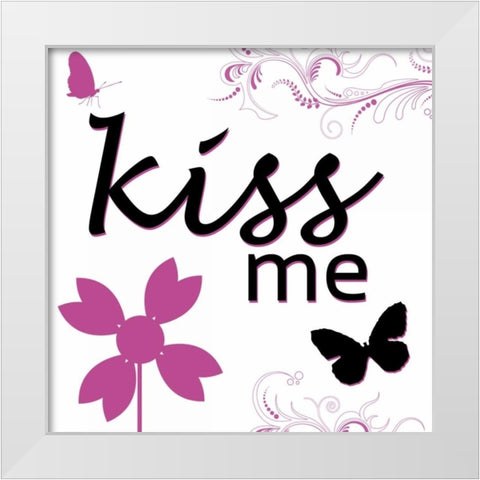 Kiss Me White Modern Wood Framed Art Print by Gibbons, Lauren