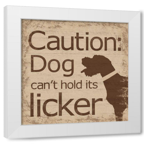 Caution Dog B White Modern Wood Framed Art Print by Gibbons, Lauren