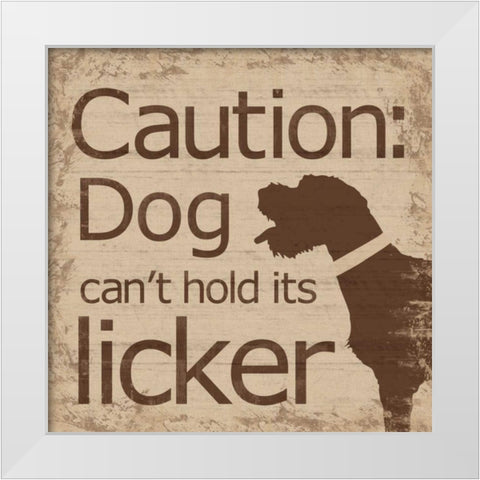 Caution Dog B White Modern Wood Framed Art Print by Gibbons, Lauren