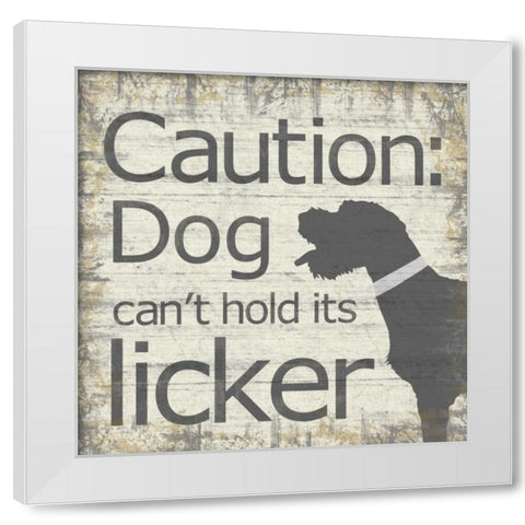 Caution Dog White Modern Wood Framed Art Print by Gibbons, Lauren