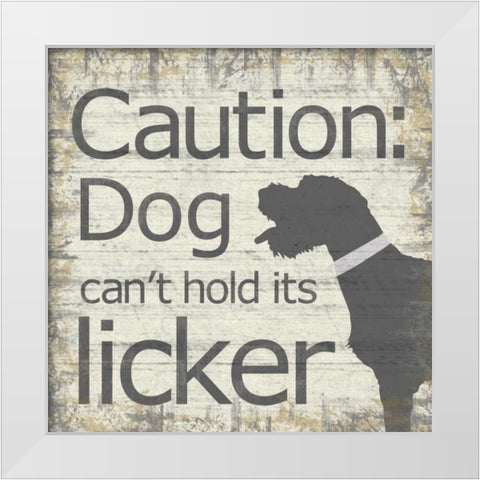 Caution Dog White Modern Wood Framed Art Print by Gibbons, Lauren