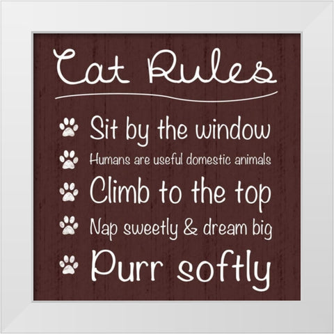 Cat Rules White Modern Wood Framed Art Print by Gibbons, Lauren