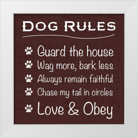 Dog Rules White Modern Wood Framed Art Print by Gibbons, Lauren