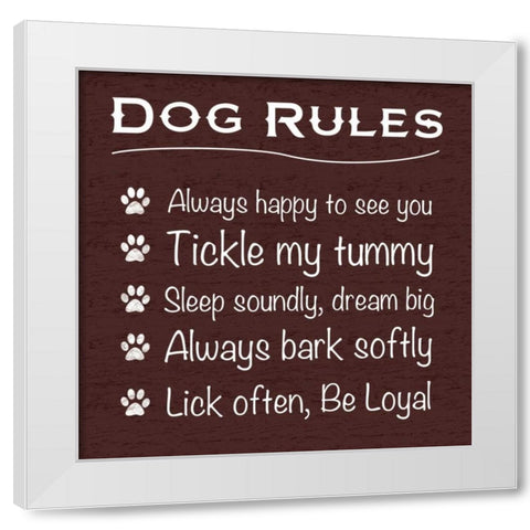 Dog Rules White Modern Wood Framed Art Print by Gibbons, Lauren