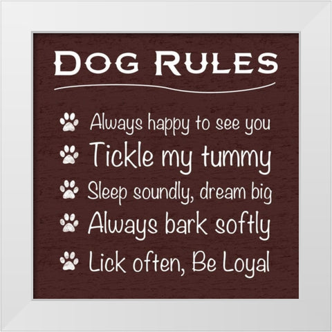 Dog Rules White Modern Wood Framed Art Print by Gibbons, Lauren