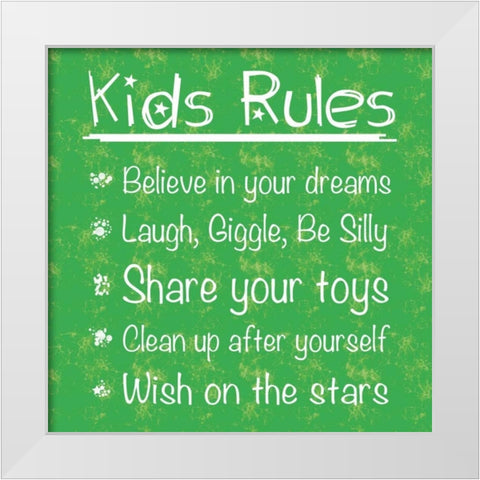 Kids Rules White Modern Wood Framed Art Print by Gibbons, Lauren