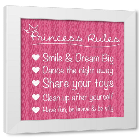 Princess Rules White Modern Wood Framed Art Print by Gibbons, Lauren