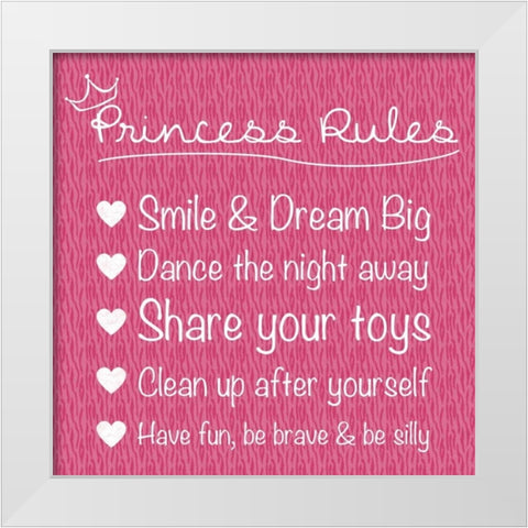 Princess Rules White Modern Wood Framed Art Print by Gibbons, Lauren