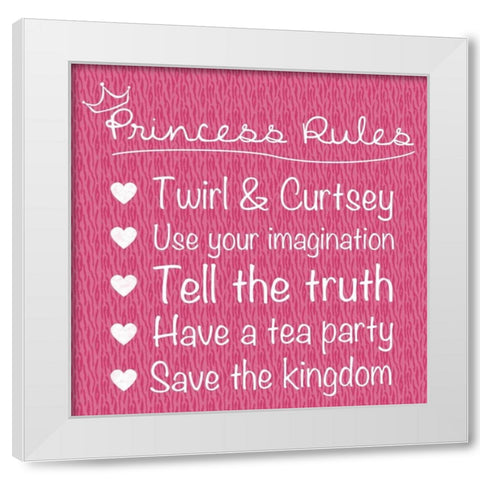 Princess Rules White Modern Wood Framed Art Print by Gibbons, Lauren