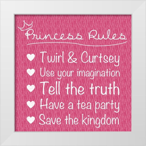 Princess Rules White Modern Wood Framed Art Print by Gibbons, Lauren