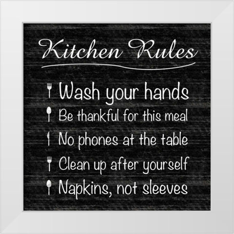 Kitchen Rules White Modern Wood Framed Art Print by Gibbons, Lauren