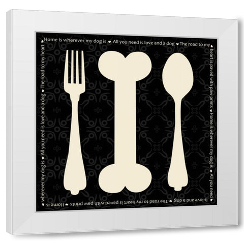 Dog Dine White Modern Wood Framed Art Print by Gibbons, Lauren