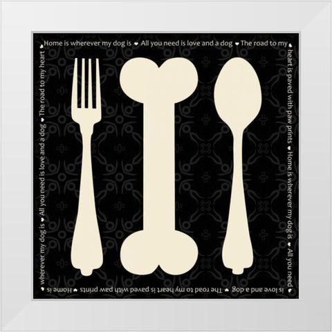 Dog Dine White Modern Wood Framed Art Print by Gibbons, Lauren