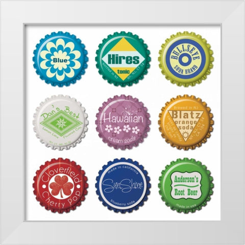 Botttle Caps White Modern Wood Framed Art Print by Gibbons, Lauren