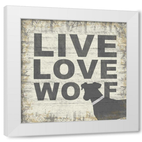 Live Love Wolf White Modern Wood Framed Art Print by Gibbons, Lauren