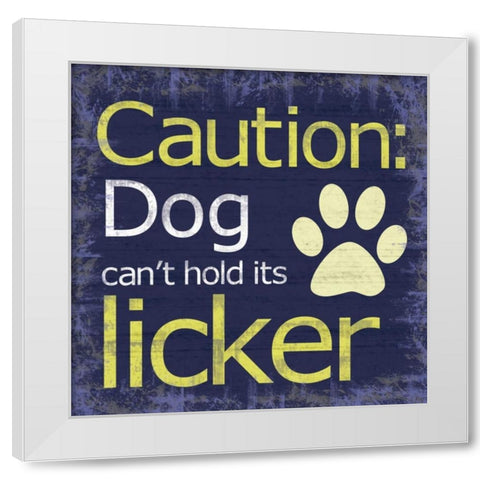 Caution Dog White Modern Wood Framed Art Print by Gibbons, Lauren