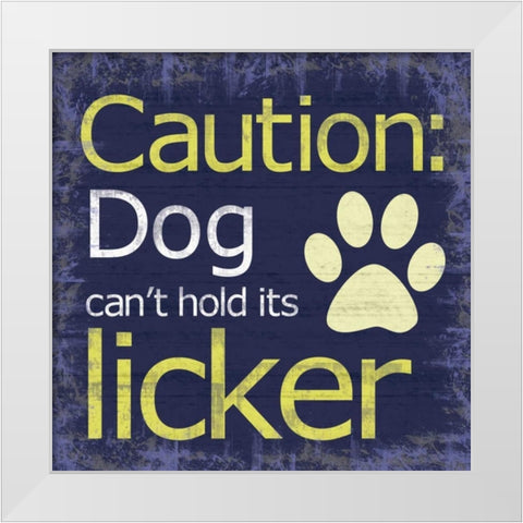 Caution Dog White Modern Wood Framed Art Print by Gibbons, Lauren