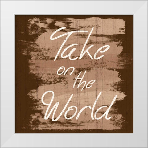 Take The World White Modern Wood Framed Art Print by Gibbons, Lauren