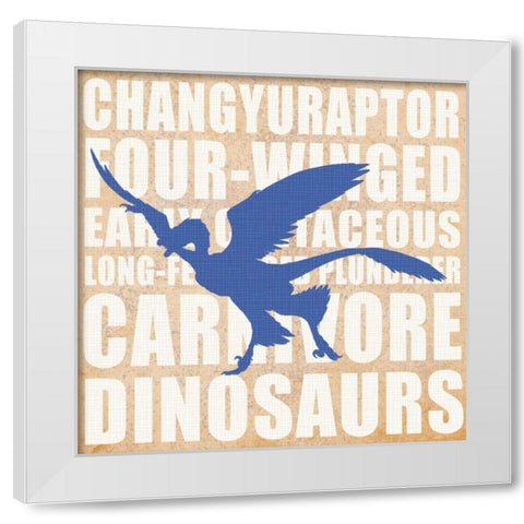 Flying Dino White Modern Wood Framed Art Print by Gibbons, Lauren
