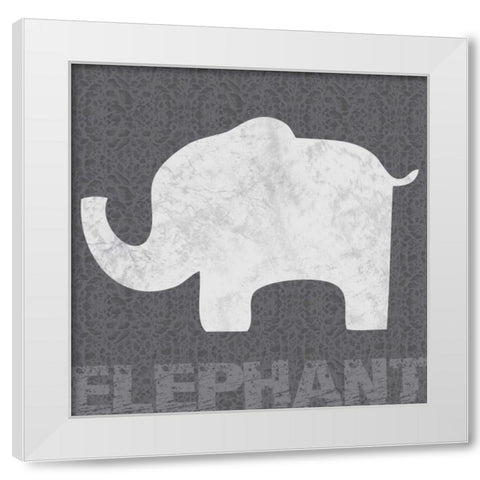 Elephant White Modern Wood Framed Art Print by Gibbons, Lauren