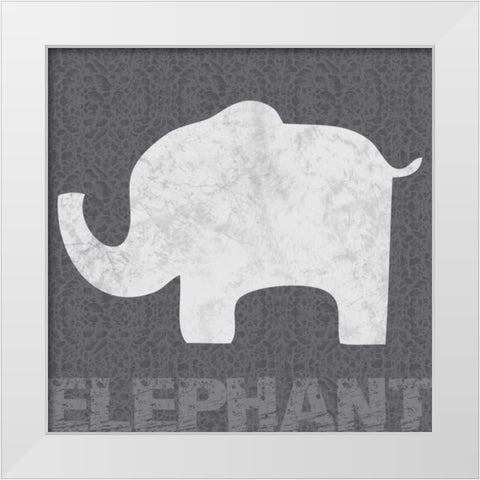 Elephant White Modern Wood Framed Art Print by Gibbons, Lauren