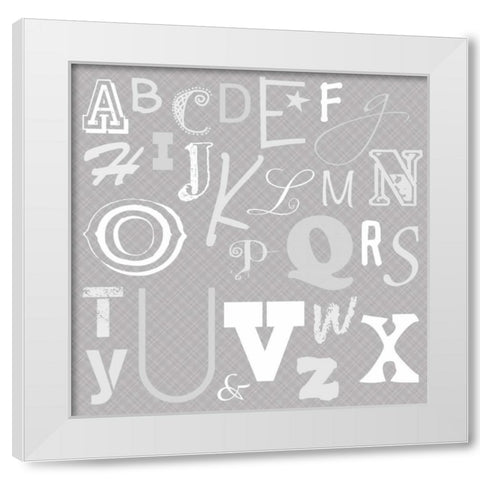 Kids Alphabet Gray White Modern Wood Framed Art Print by Gibbons, Lauren