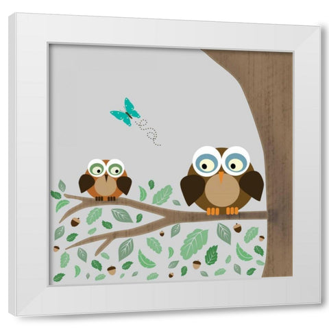 Owls White Modern Wood Framed Art Print by Gibbons, Lauren