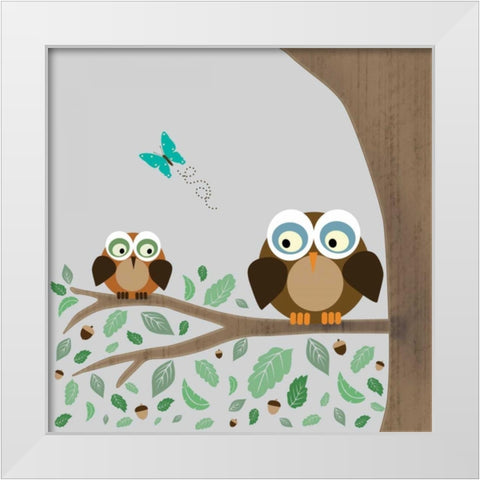Owls White Modern Wood Framed Art Print by Gibbons, Lauren