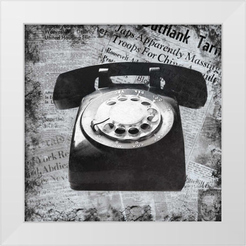 Vintage Phone White Modern Wood Framed Art Print by Gibbons, Lauren