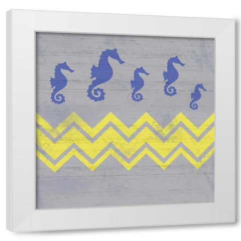 Striped Seahorse White Modern Wood Framed Art Print by Gibbons, Lauren