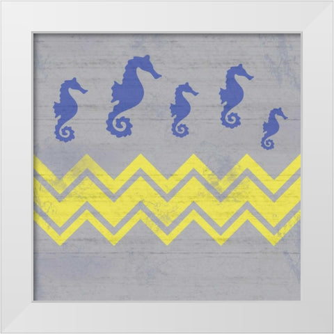 Striped Seahorse White Modern Wood Framed Art Print by Gibbons, Lauren
