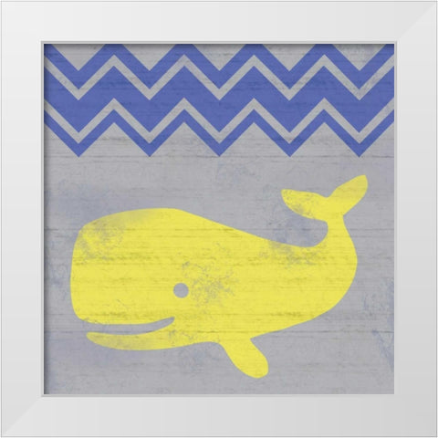 Striped Whale White Modern Wood Framed Art Print by Gibbons, Lauren